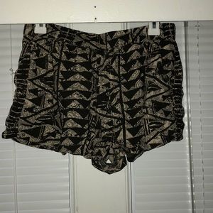 Tan and black Aztec flowy shorts